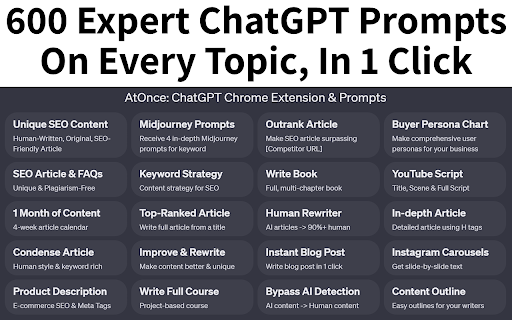 AtOnce: ChatGPT Chrome Extension & AI Prompts