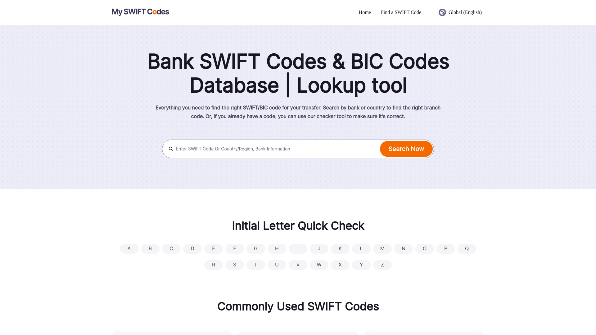 Bank SWIFT Codes & BIC Codes Database