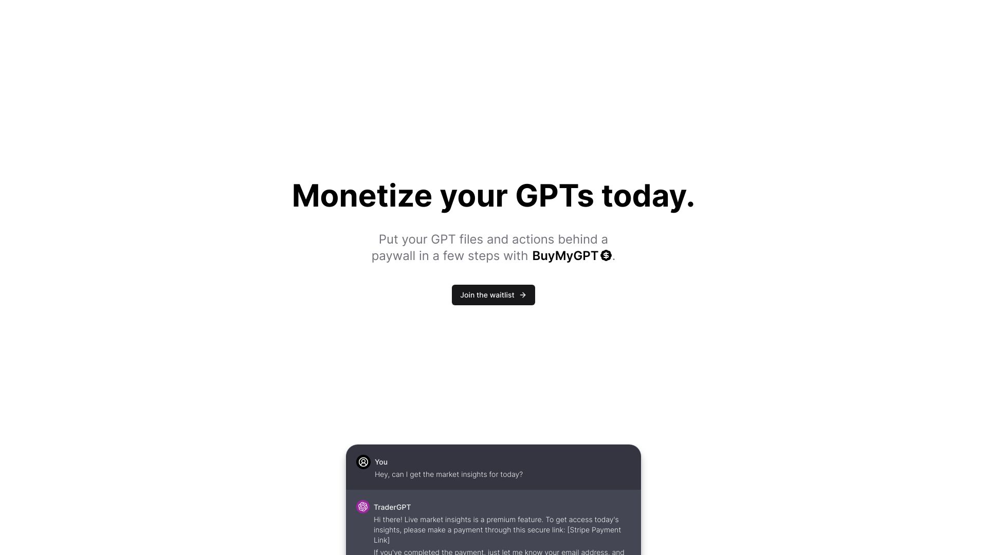 BuyMyGPT - Monetize your GPT today!