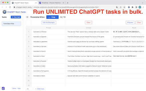 ChatGPT Batch Tasks Excel