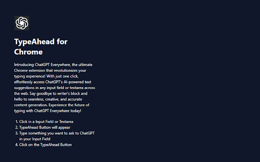 ChatGPT Everywhere - TypeAhead for Chrome