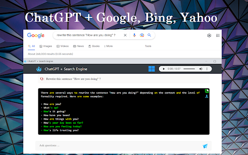 ChatGPT + Google, Bing, Yahoo
