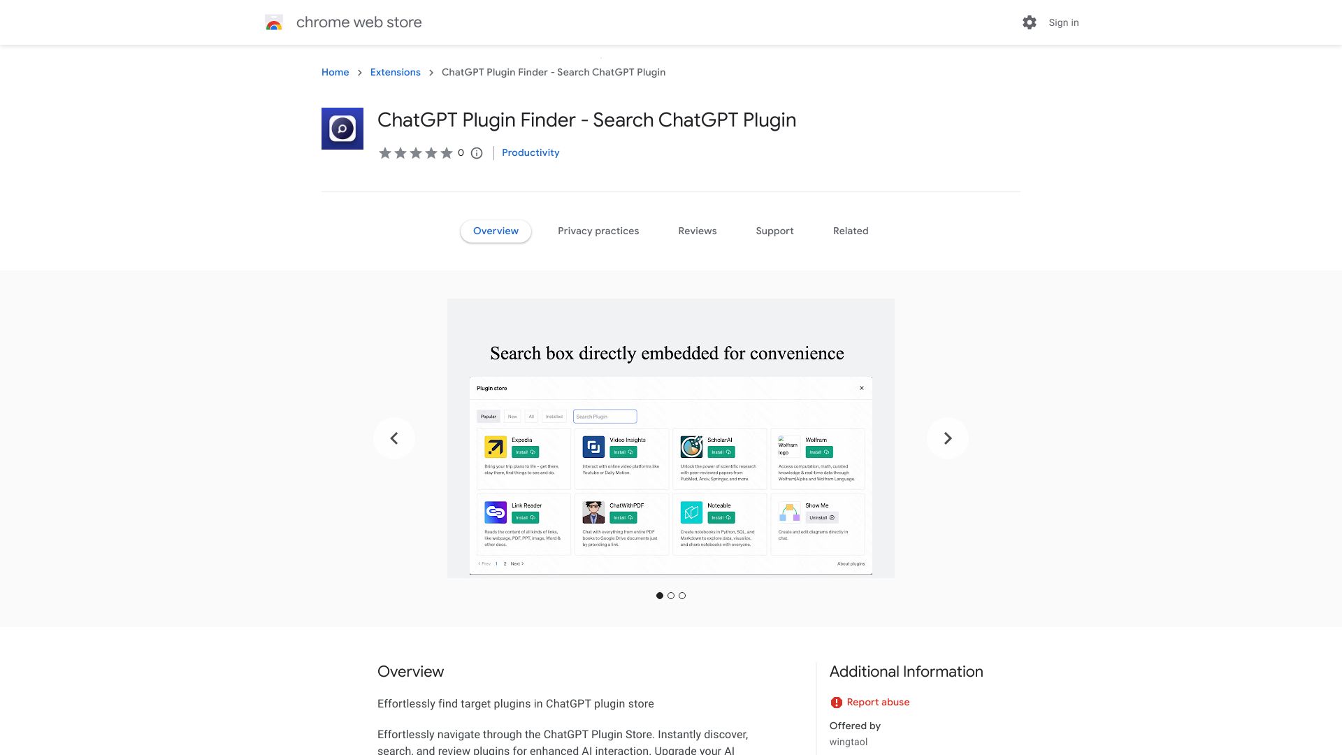 ChatGPT Plugin Finder