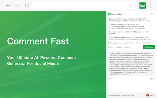 Comment Fast - AI Comment Generator for Social Media