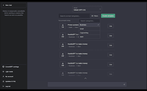 CrowdGPT - ChatGPT prompt sharing
