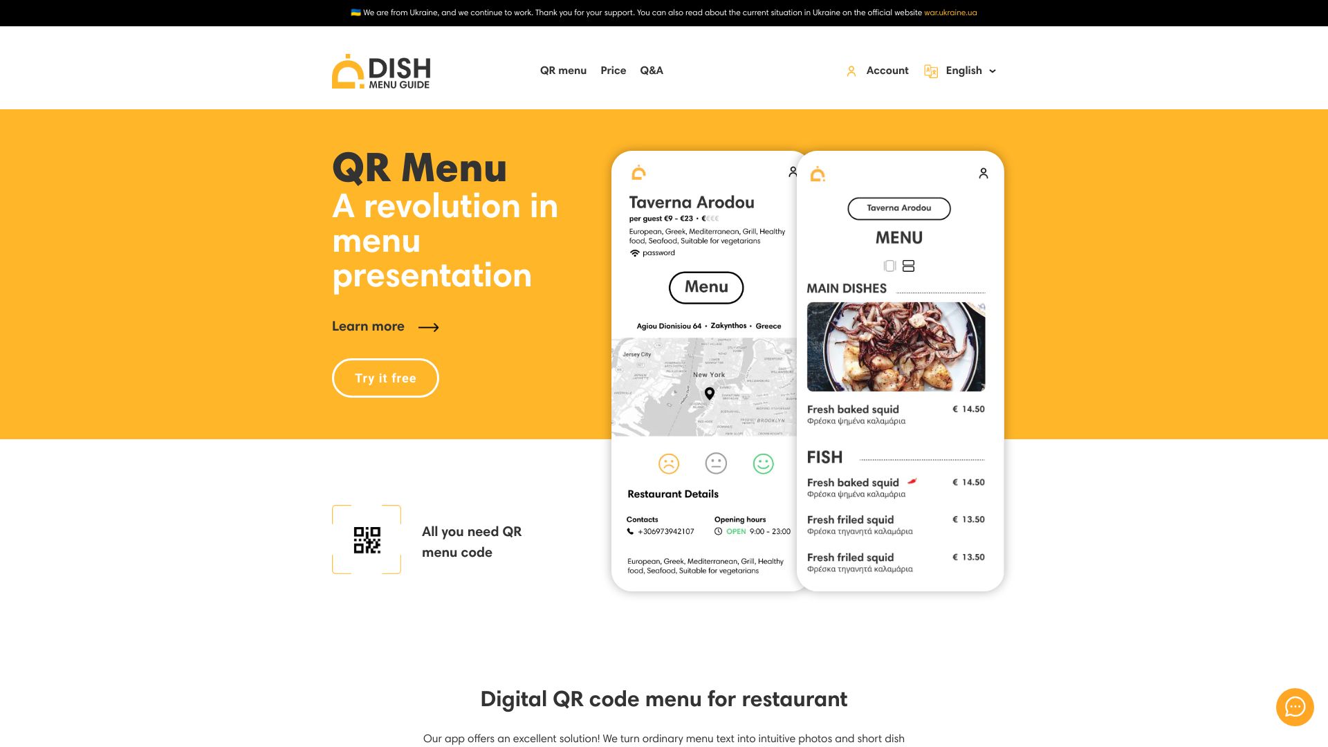 Dish menu guide