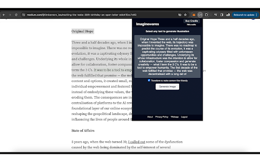 Imaginewares Chrome Extension