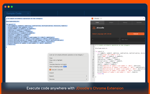 JDoodle IDE Chrome Extension for Coding
