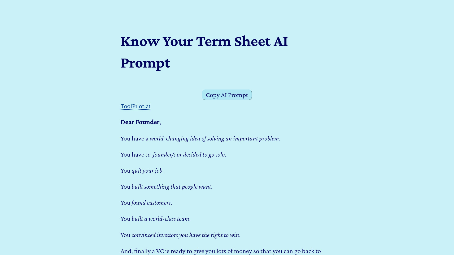 Know Your Term Sheet AI Prompt