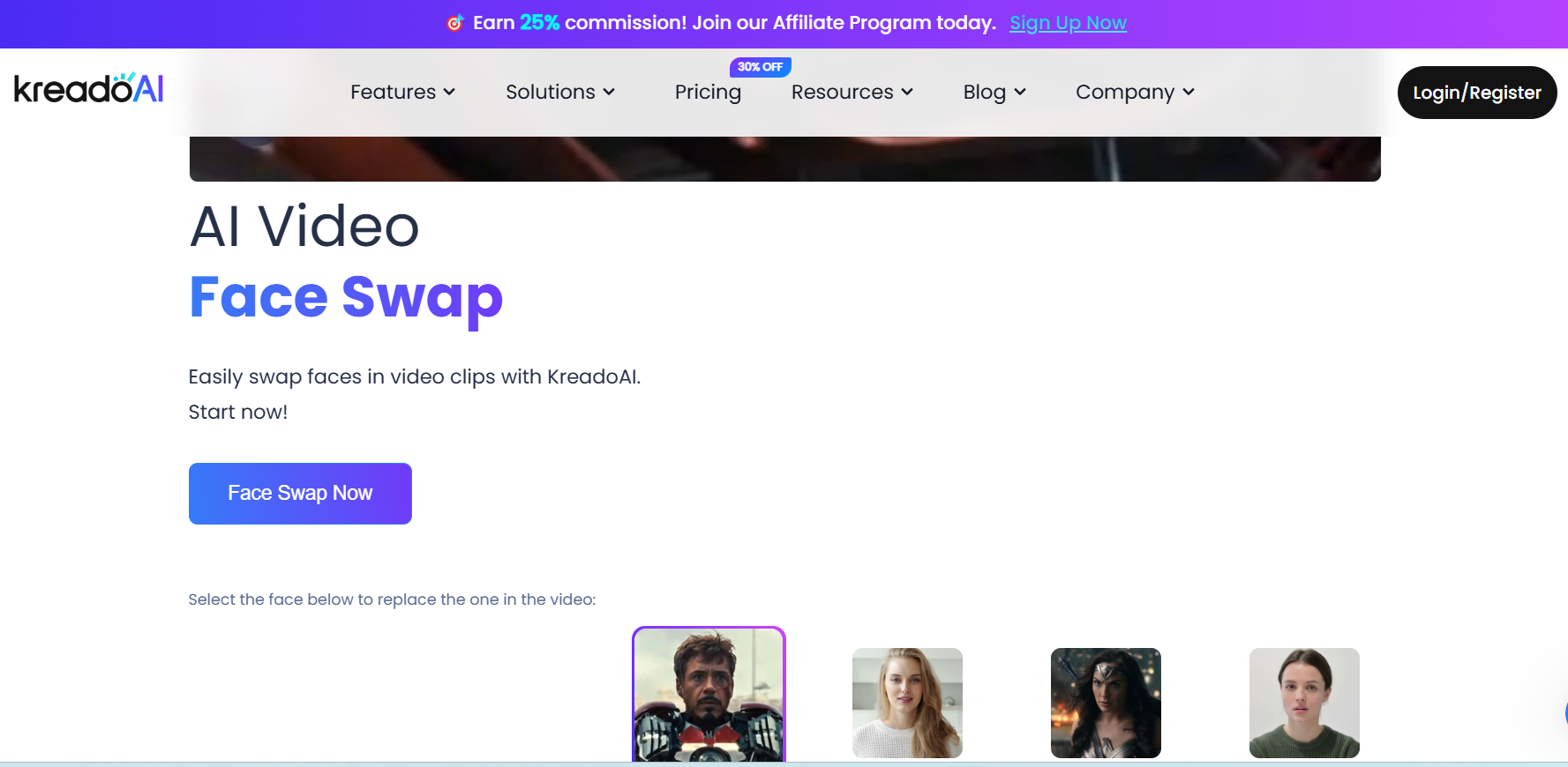 KreadoAI Video Face Swap