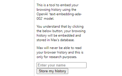Max's Browser History Embedding Tool