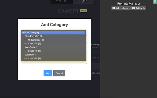 Prompts Manager - ChatGPT, Bard, Bing AI