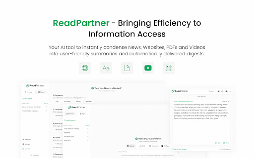 ReadPartner: AI Summaries of Webpages, Videos & Selections in Any Language