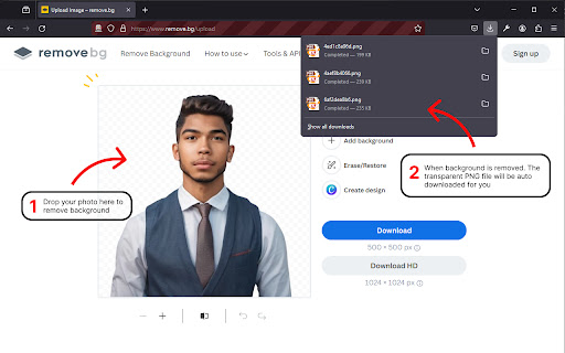 RemoveBG PNG auto download