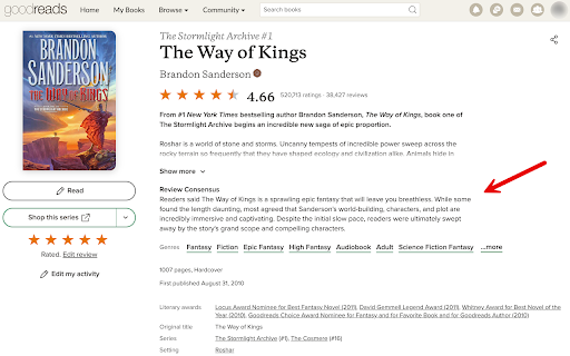 Review Consensus for Goodreads