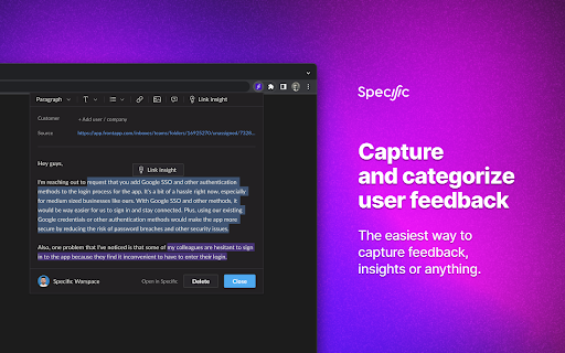 Specific – Capture user feedback