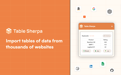 TableSherpa: Web to Sheets Exporter