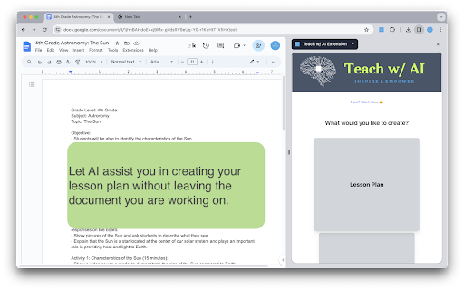 Teach w/ AI Chrome Extension