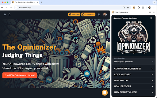 The Opinionizer - Need a second opinion? AI with a twist for work or fun