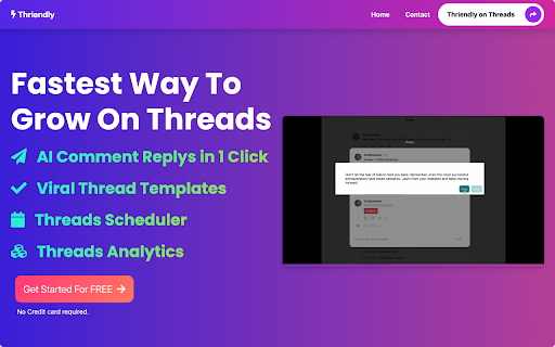 Thriendly: Fastest way to Grow on Threads and X with AI engagement