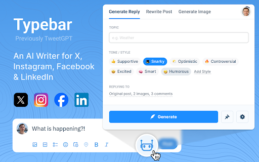 Typebar: AI Replies for Twitter, LinkedIn