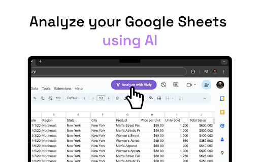 Vizly - Analyze Google Sheets with AI